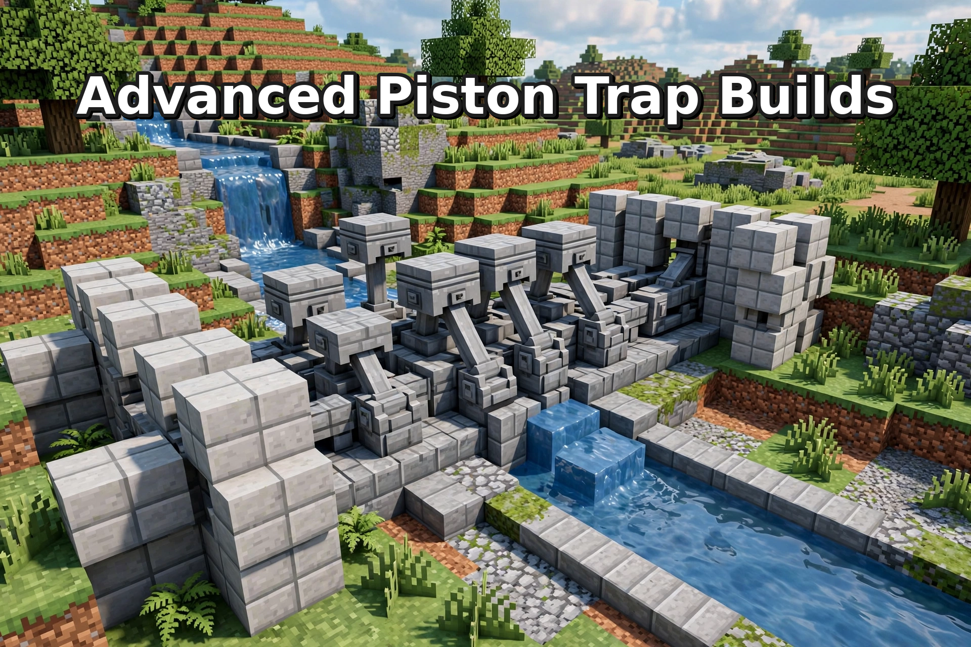 Lovely Craft Piston Trap advanced piston trap builds – voxel piston contraption with moving walls and a water channel