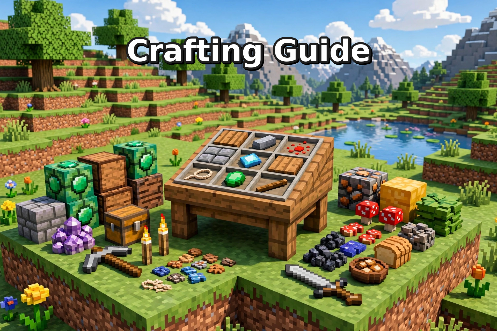Lovely Craft Piston Trap crafting guide – voxel crafting table with resource blocks and items