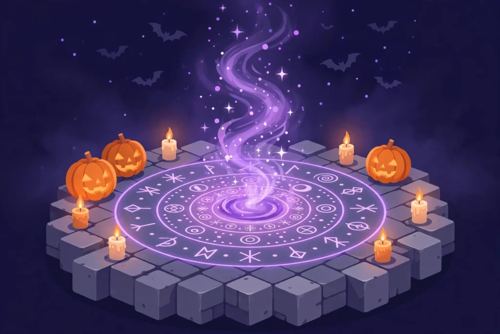 Halloween ritual circle in Lovely Craft Piston Trap