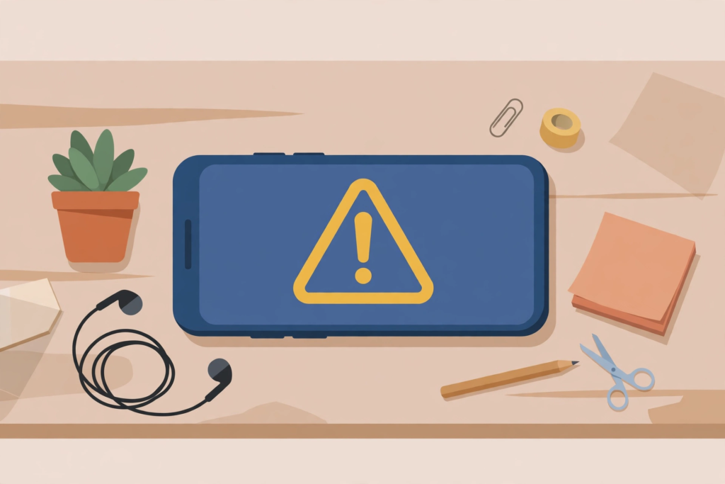 Lovely Craft Piston Trap warning – smartphone on a desk with a caution triangle on its screen