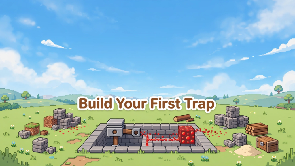 Build your first piston trap in Lovely Craft Piston Trap